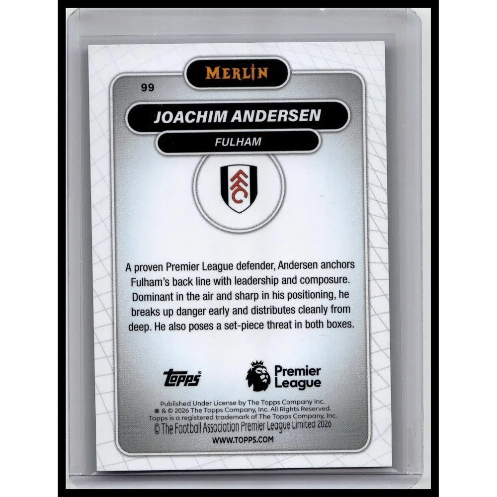 2026 Merlin Premier League #99 Joachim Andersen Blue Mojo Refractor #/150